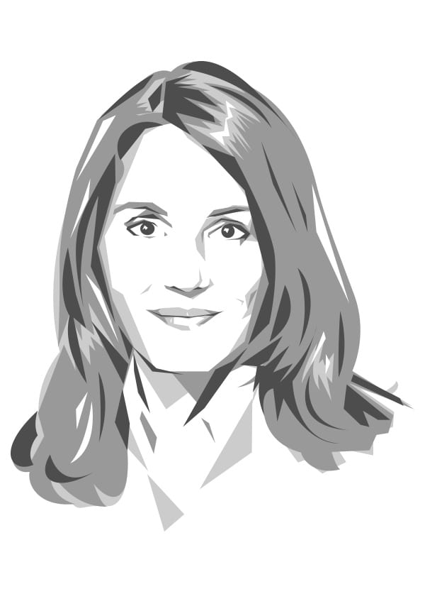 Gezeichnetes Porträt von Verena Fink von Woodpecker Finch, einer Kolumnistin des BIG BANG UNTERNEHMER-Magazins